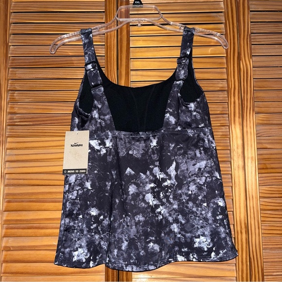 Nike Black Earth Dye Scoopneck Tankini Top‎ Size Medium New with Tags - Picture 2 of 13